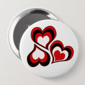 ハート、赤、黒、白、バレンタインデー。 缶バッジ (正面&裏面)