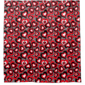 ハート、赤、黒、白、バレンタインデー。翔恵 シャワーカーテン (正面)