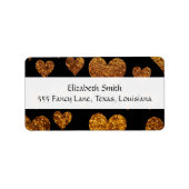 ハート、金ゴールドハート、グリッターハートのパターン ラベル (正面)