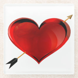 ハート(金ゴールド矢印ガラスコースター付き) ガラスコースター