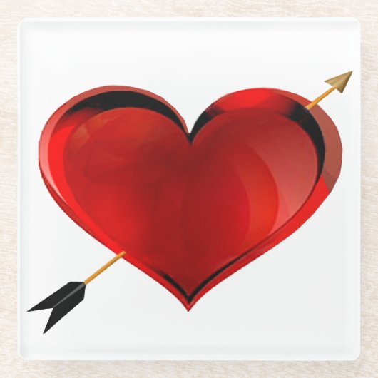 ハート(金ゴールド矢印ガラスコースター付き) ガラスコースター (正面)