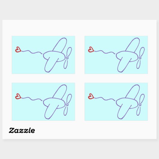 ハート 長方形シール (シート)