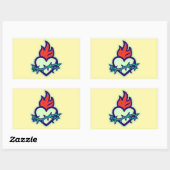 ハート 長方形シール (シート)