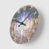 ハート、陰陽、アメリア・キャリーの命の木 ラウンド壁時計 (傾斜)