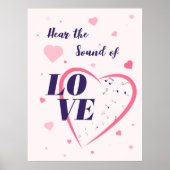ハート、音楽ノート、タイポグラフィイラストレーション。 ポスター (正面)