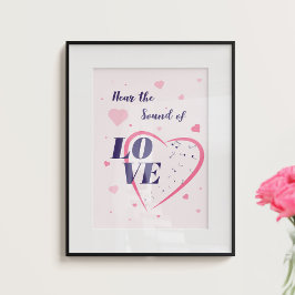 ハート、音楽ノート、タイポグラフィイラストレーション。 ポスター