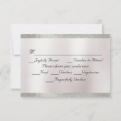 ハート、鳩とリボン – 白/銀 出欠カード (裏面)