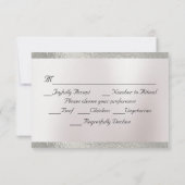 ハート、鳩とリボン – 紫/シルバー 出欠カード (裏面)