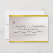 ハート、鳩とリボン – 紫/金ゴールド 出欠カード (裏面)