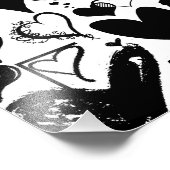 ハート、黒ハート、白黒のパターン フォトプリント            (角)