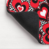 ハート、黒赤と白、。 マウスパッド (コーナー)