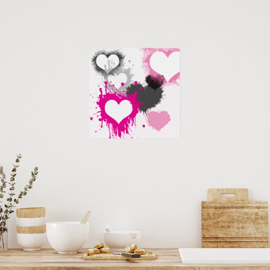 ハート-296844ハート（ばちゃばちゃ）跳ねるラブグ絵を描ラフィティ ポスター (キッチン)