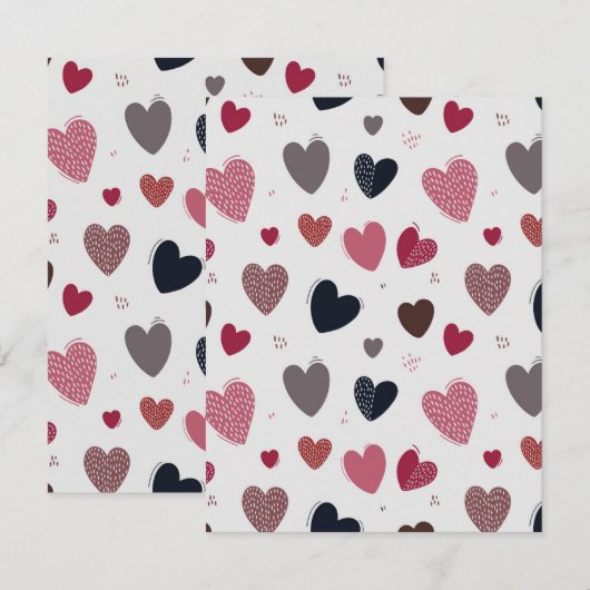 ハート 3 ノートカード (正面/裏面)