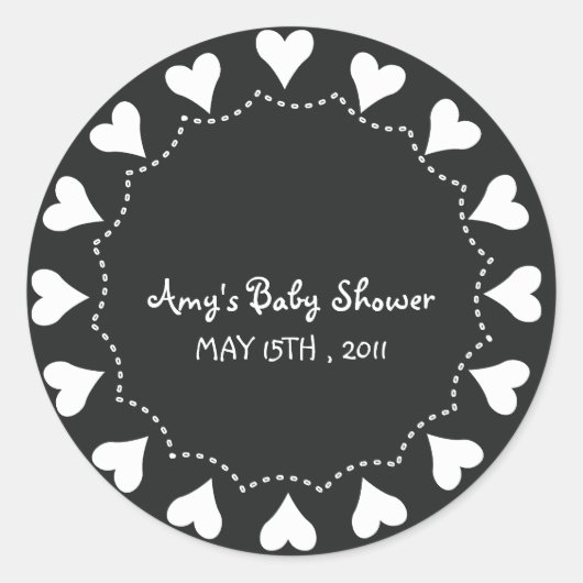 ハート- BabYShower Stickers-5 ラウンドシール (正面)