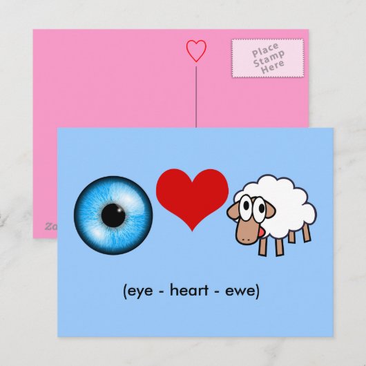 ハート-Ewe ポストカード (正面/裏面)
