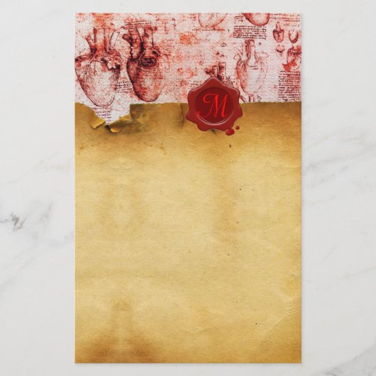 ハート&ITの血管レッドワックスシール 便箋 (正面)