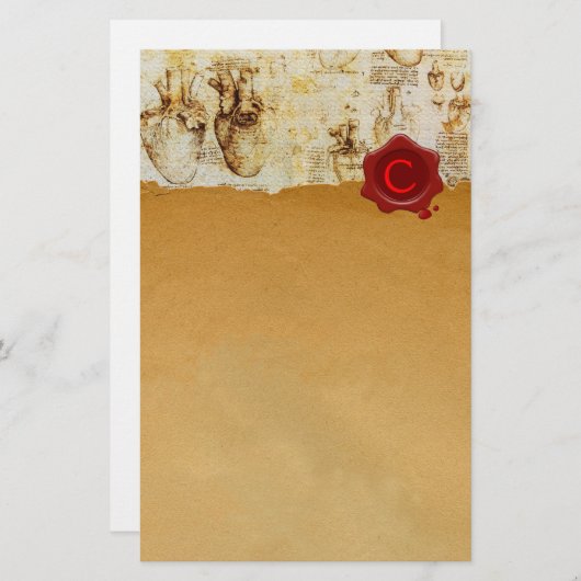 ハート&ITの血管レッドワックスシール 便箋 (正面/裏面)