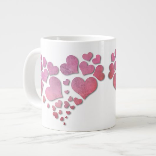 ハート* Love Coffee Mug -ハート – パーソナライズ ジャンボコーヒーマグカップ (正面左)