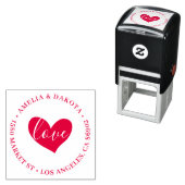 ハート | Love Script Round結婚の差出人住所 セルフインキングスタンプ (インサイチュ)