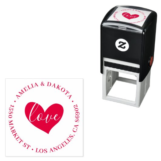 ハート | Love Script Round結婚の差出人住所 セルフインキングスタンプ (インサイチュ)