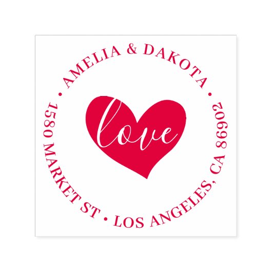 ハート | Love Script Round結婚の差出人住所 セルフインキングスタンプ (デザイン)