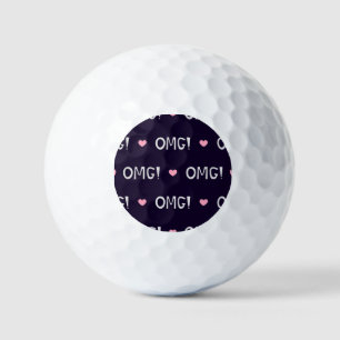 ハート、OMG文字、かわいいパターン ゴルフボール