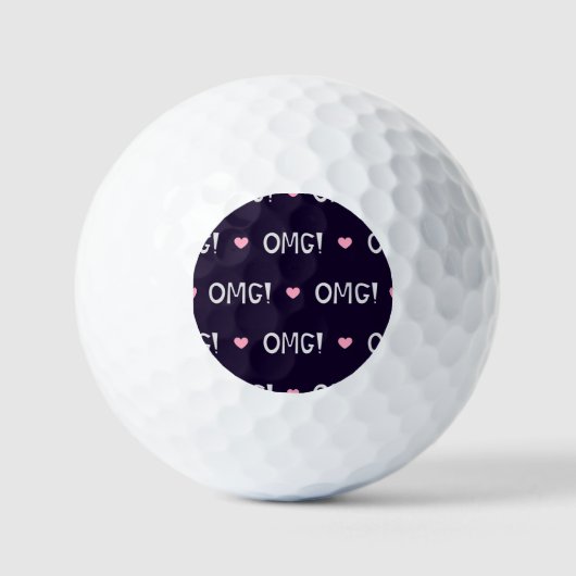 ハート、OMG文字、かわいいパターン ゴルフボール (正面)