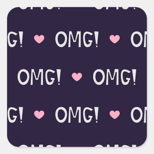 ハート、OMG文字、かわいいパターン スクエアシール (正面)