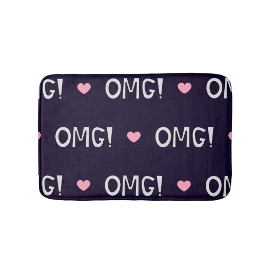 ハート、OMG文字、かわいいパターン バスマット (正面)
