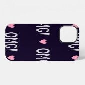 ハート+OMG+かわいい文様 iPhoneケース (裏面横)