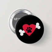 ハート、Pawprintおよび骨のデザインボタン 缶バッジ (正面&裏面)