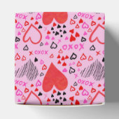 ハート、XOXOピンクパターン紙プレート フェイバーボックス (上部)