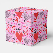 ハート、XOXOピンクパターン紙プレート フェイバーボックス (裏面サイド)