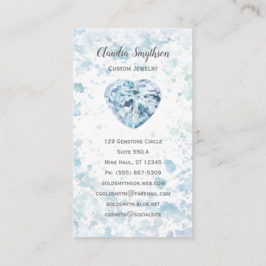 ハートDiamond Watercolor名刺 名刺 (裏面)