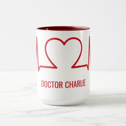 ハートEKGの名前をカスタムする及び職業マグ マグカップ (中央)