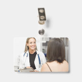 ハートEKGカスタム文字と写真の医療バッジ バッジ (裏面 （クリップ付）)