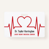 ハートEKGカスタム文字と写真の医療バッジ バッジ (正面)