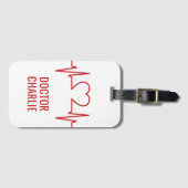 ハートEKG名前をカスタムするとカラー ラゲッジタグ (正面横)