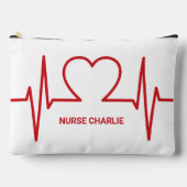 ハートEKG名前をカスタムすると職業 アクセサリーポーチ (正面)