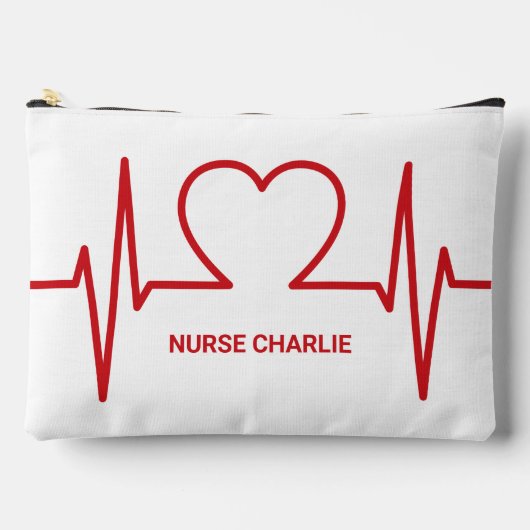ハートEKG名前をカスタムすると職業 アクセサリーポーチ (正面)