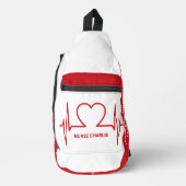 ハートEKG名前をカスタムすると職業 スリングバッグ (正面)