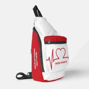 ハートEKG名前をカスタムすると職業 スリングバッグ