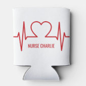 ハートEKG名前をカスタムすると職業 缶クーラー (裏面)