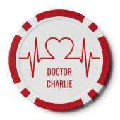 ハートEKG名前をカスタムする&職業トランプのポーカーチップ ポーカーチップ (裏面)