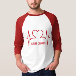ハートEKG名前をカスタムする&職業服 Tシャツ