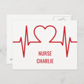 ハートEKG名前をカスタムする&職業用はがき ポストカード (正面/裏面)