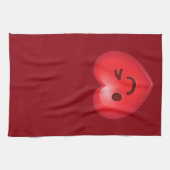 ハートEmojiのまばたき キッチンタオル (横)