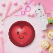 ハートEmojiのまばたき ペーパープレート (パーティー)