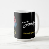 ハートfor Arts、ピンクハート、 パーソナライズされた コーヒーマグカップ (正面右)