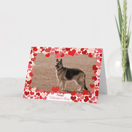 ハートGerman Shepherd Valentine's Dayフォトカード シーズンカード (正面)